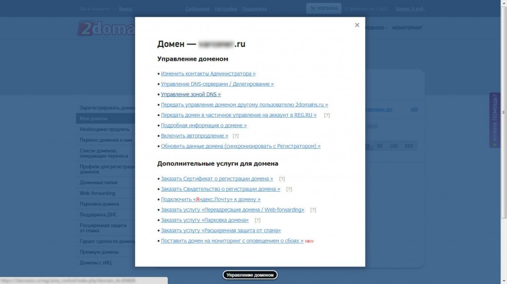 Управление зоной DNS